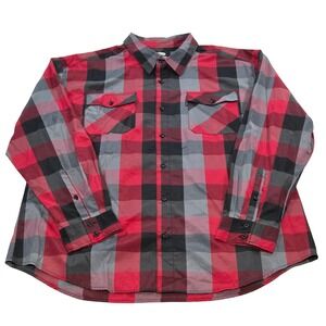 Ecko Unltd. Mens 2XL Button Up Plaid Shirt Long Sleeve Red Gray Black